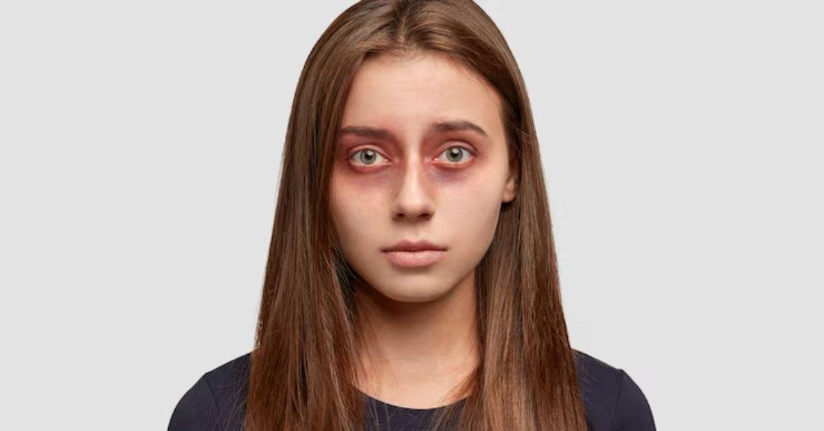 Tired stressed eyes showing signs of dark circles